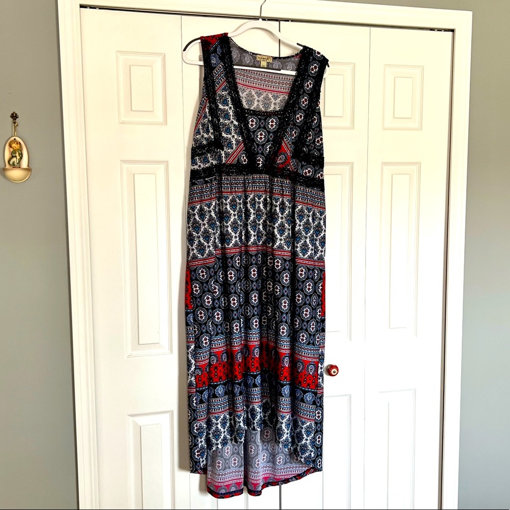Red/White/Blue printed maxi dress